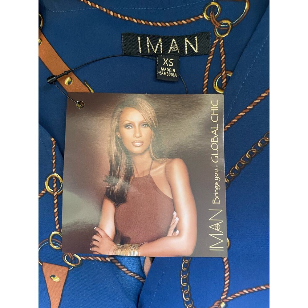 IMAN Global Chic Blue Wrap Blouse Size XS NWT - Picture 3 of 10